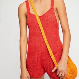 Free People Red Knit Romper
